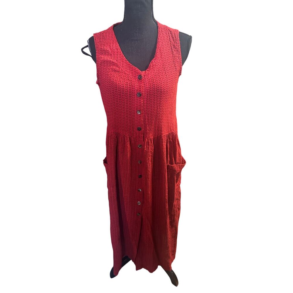 A.K.A Red Black Sleeveless Maxi Dress S Vintage Boho Gothic